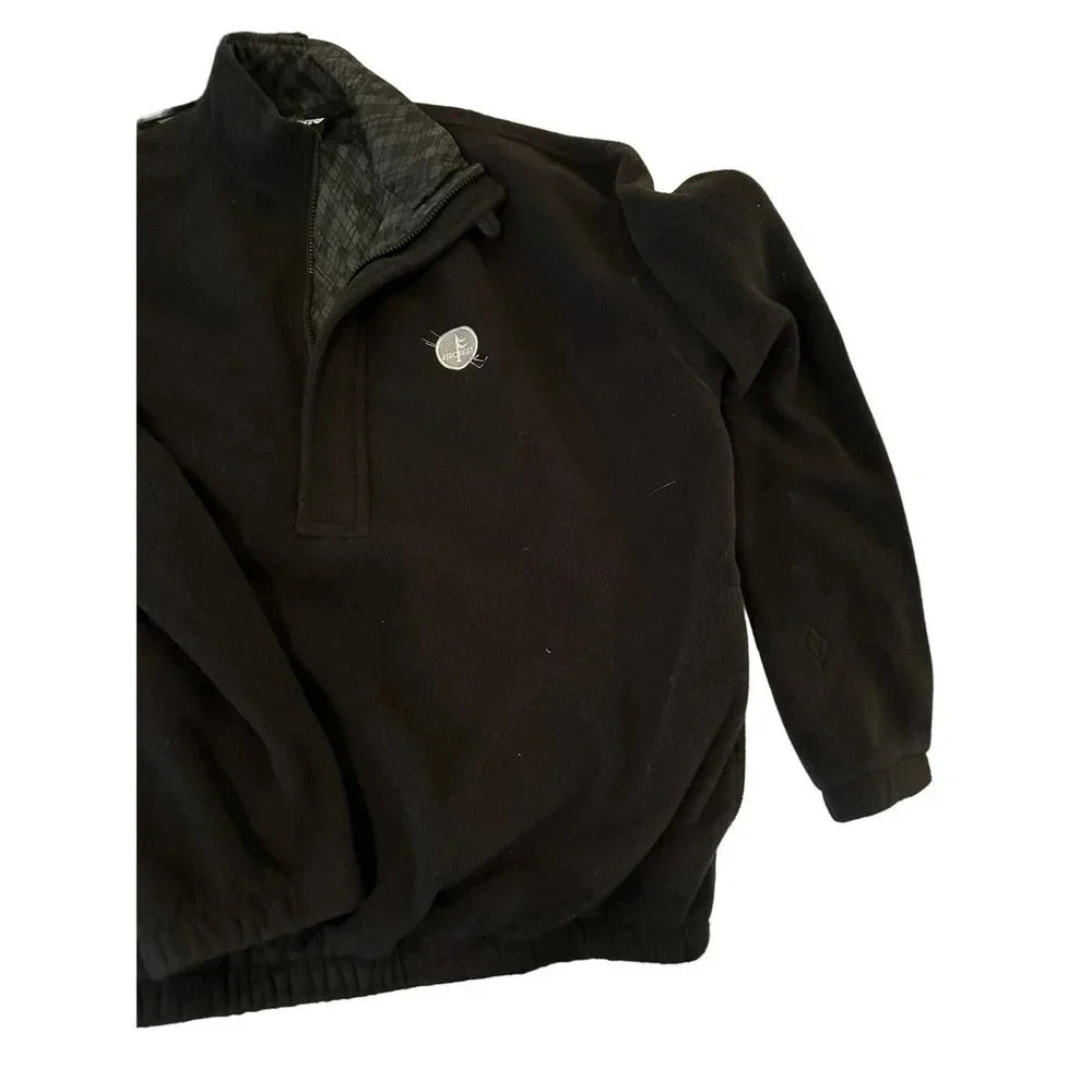 Roche Men's Black 100% Polyester Long Sleeve Quarter Zip Jacket Size Large